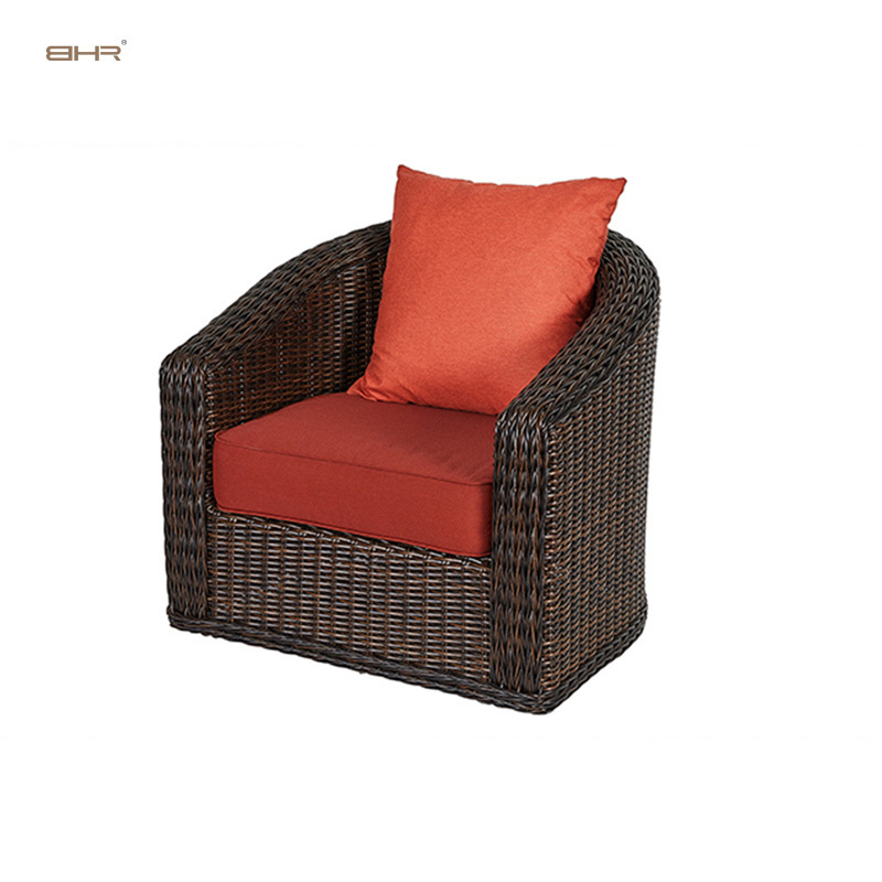 BHR Modern Design Outdoor Furniture Wicker Rattan Furniture 360 Degree Rotatable Rattan Chairs Swivel Chair