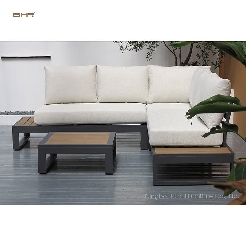 BHR Aluminum Outdoor Furniture Corner Sofa Set Garden Furniture Sectional Lounge Set L Shape Outdoor Sofa