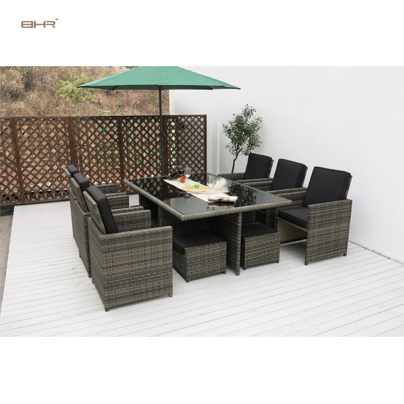 BHR  Effect Cube Dining Sets with Black  (No Assembly) outdoor rattan dining set modern patio furniture