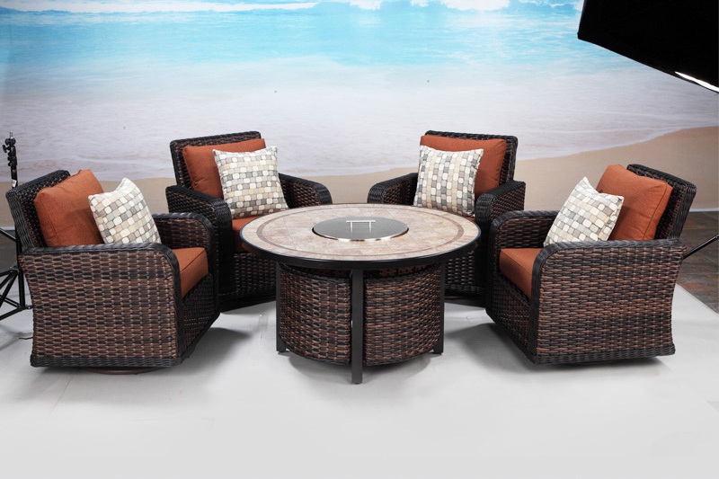 BHR Luxury Outdoor Living Furniture Villa Backyard Garden Furniture Sofa Set Outdoor Furniture with Firepit Table