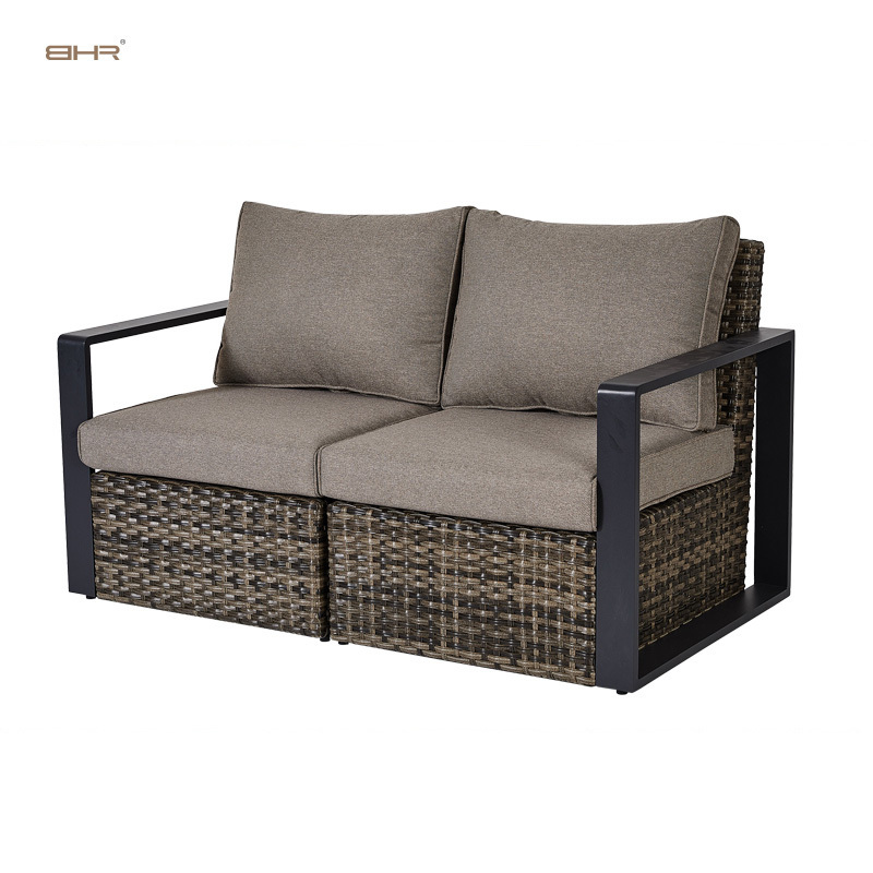 BHR All Weather Wicker Rattan Garden Furniture Outdoor Sofa Conversation Patio Furniture Sofa Set