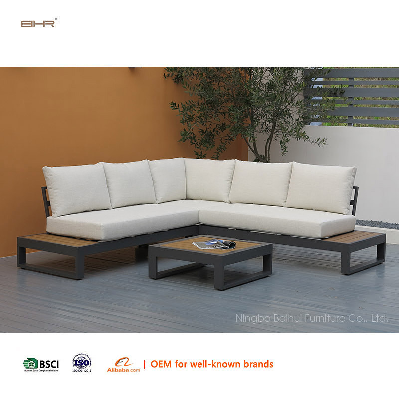 BHR Aluminum Outdoor Furniture Corner Sofa Set Garden Furniture Sectional Lounge Set L Shape Outdoor Sofa