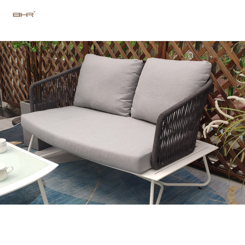 BHR Aluminum Outdoor Furniture Set Handmade Rope Sofa Furniture Set Rope Outdoor Furniture