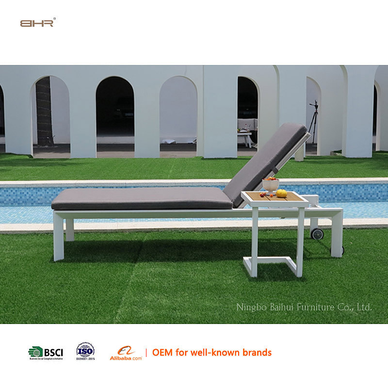 BHR Modern Aluminum Sun Lounger Outdoor Pool Sunbed Lounger Chairs with Soft Cushions