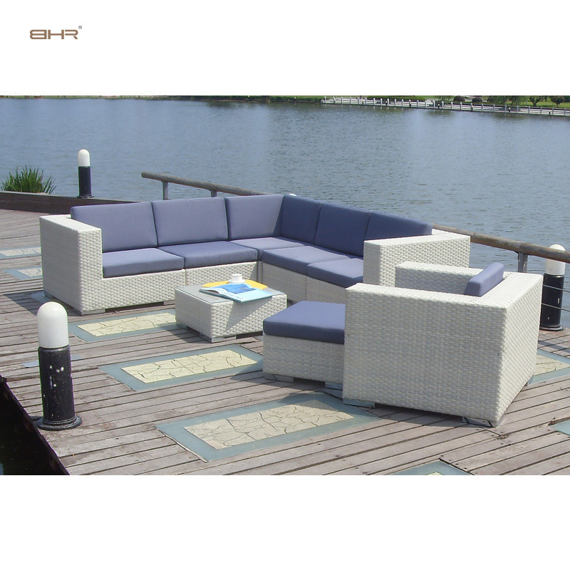 BHR-outdoor wicker furniture Sale uv resistant Bright purple pvc garden patio courtyard sofa furniture rattan combo set