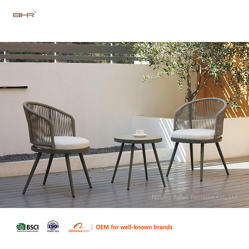 BHR- Relaxing outdoor garden woven rope chair with aluminum frame Patio furniture set Fully customized