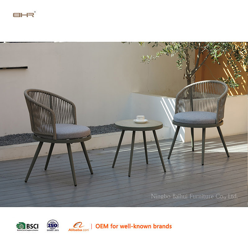 BHR- Relaxing outdoor garden woven rope chair with aluminum frame Patio furniture set Fully customized