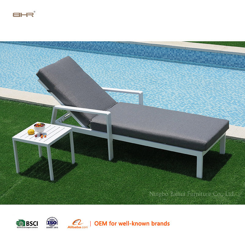 BHR-Sun lounger Chaise longue Beach Patio poolside Pool beach chair Outdoor aluminum frame International warehouse