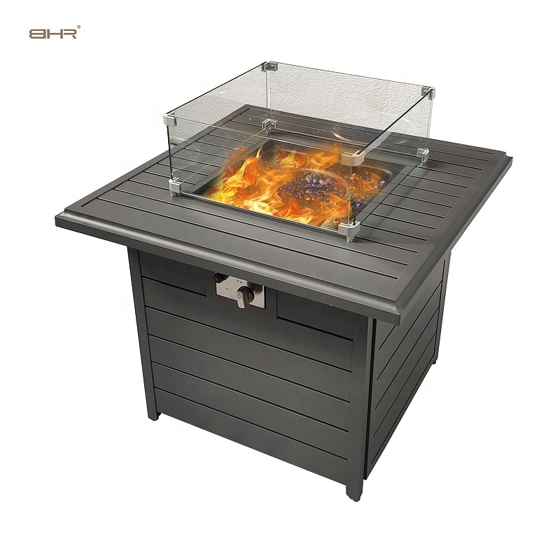 BHR wholesale outdoor furniture aluminum square gas firepits