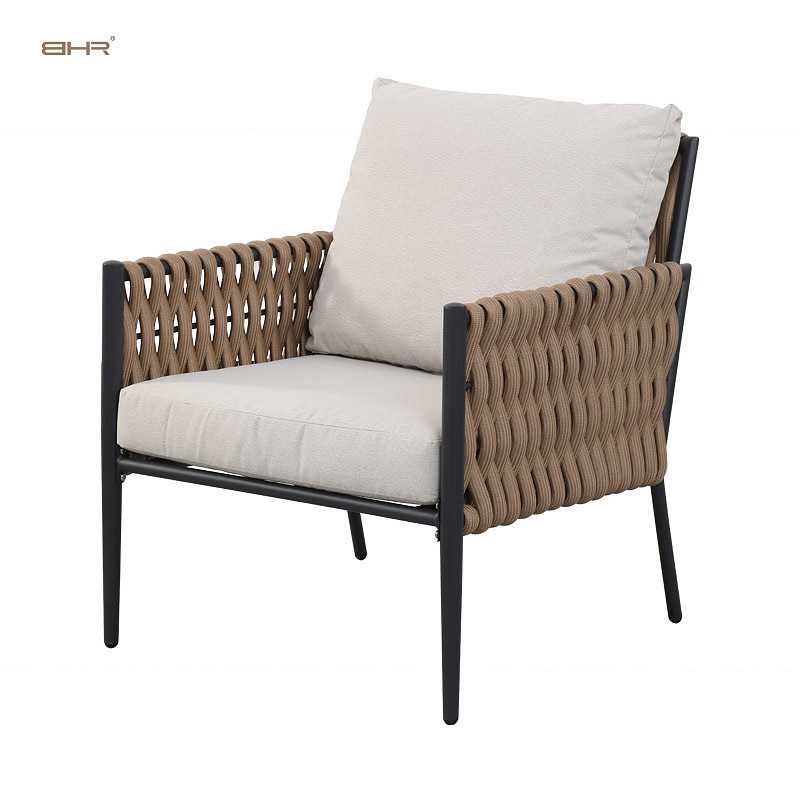 BHR Modern Outdoor Furniture Bistro Set Woven Rope Furniture Chair Outdoor Fabric Rope Garden Chairs