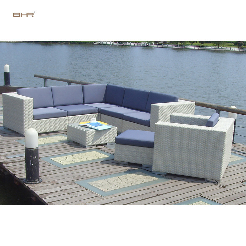 BHR-outdoor wicker furniture Sale uv resistant Bright purple pvc garden patio courtyard sofa furniture rattan combo set