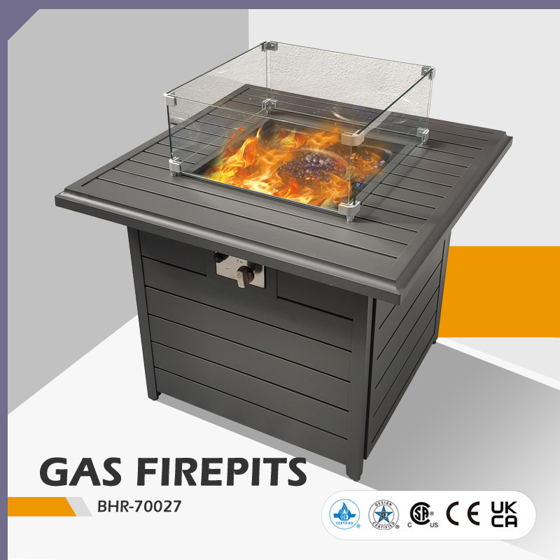 BHR wholesale outdoor furniture aluminum square gas firepits