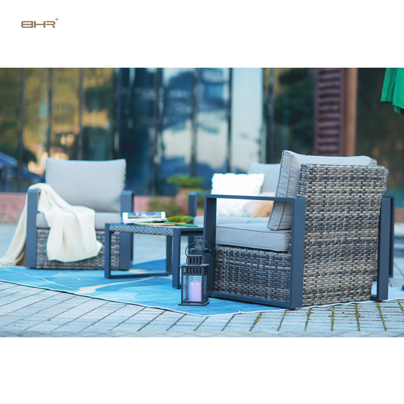 BHR leisure courtyard park home bar rattan wicker set garden sofa set corner  furniture  waterproof cushions