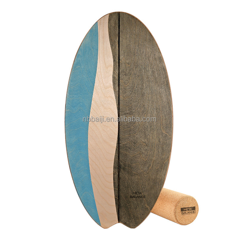 New design wholesale wooden balance board skateboard training Board surf Trainer land extreme sport home fitness extreme sport