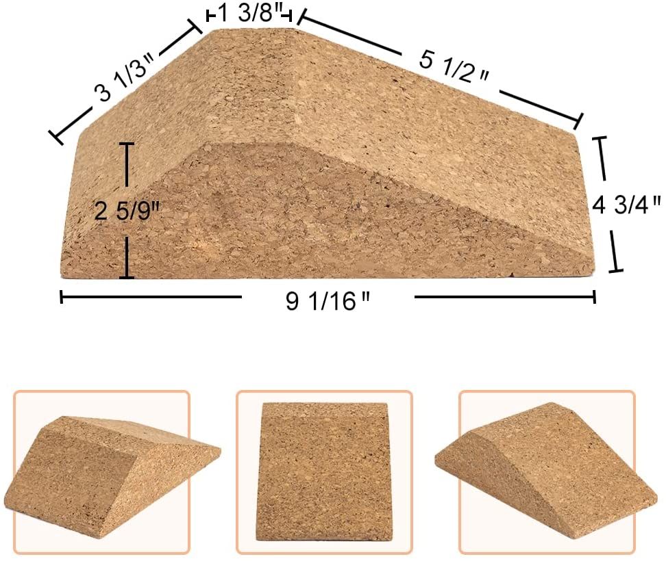 New Hot Cork Squat Wedge Block (Pair), Non-Slip Squat Ramp, Heel Elevated Squat