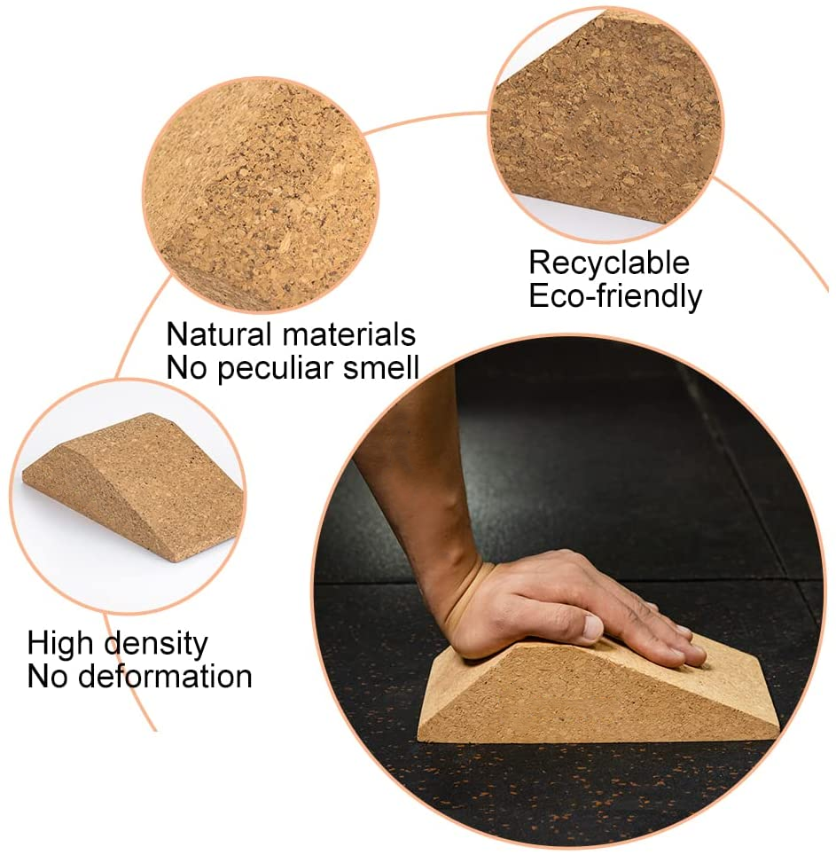 New Hot Cork Squat Wedge Block (Pair), Non-Slip Squat Ramp, Heel Elevated Squat