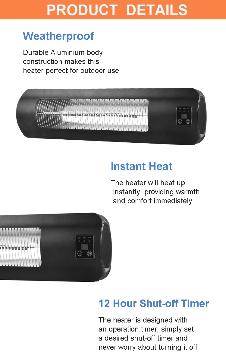 Heater electric home infrared Patio Outdoor Heater with pull switch outdoor electric heaters 1500W wall mounted