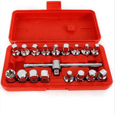 18pcs Oil Drain Plug Key tool for car maintenance