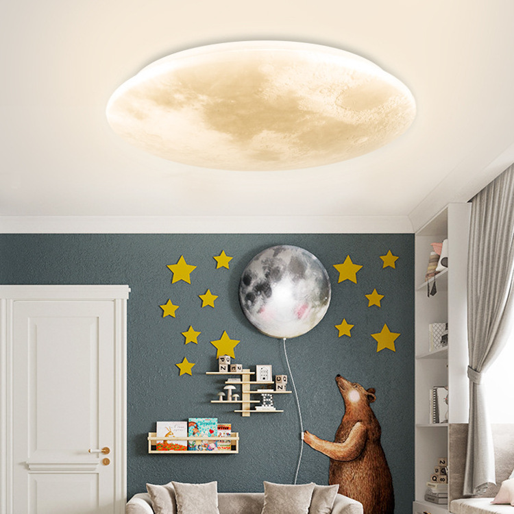 Simulated Moon Round Cover Dimming Modern Decorative Lighting Ceiling Light LED For Bedroom