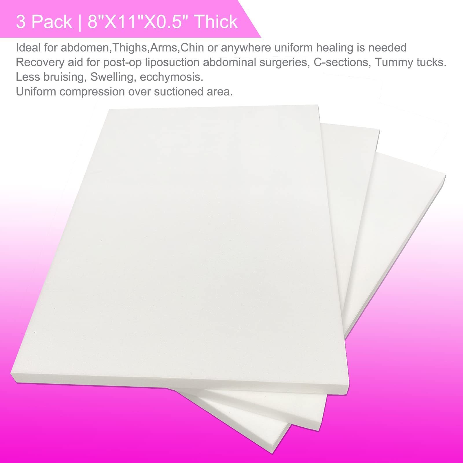 3 Pack Lipo Foam Post-surgical Ab Board Flattening Abdominal Compression Bbl Board For Using Foam Pads For Recovery