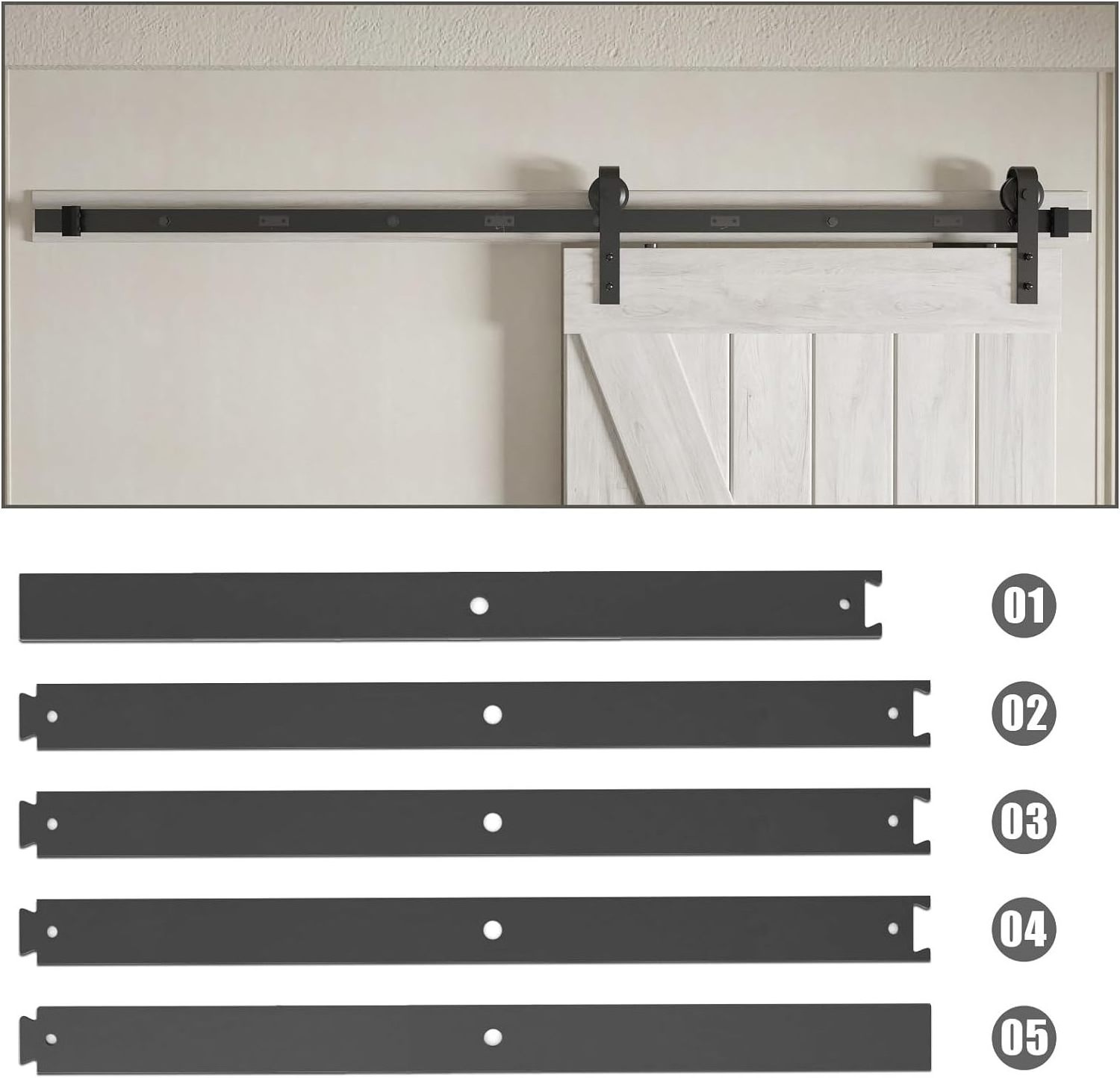 Modern Design Barn Door Hardware Closers and Latch Lock Includes Track for Easy Installation