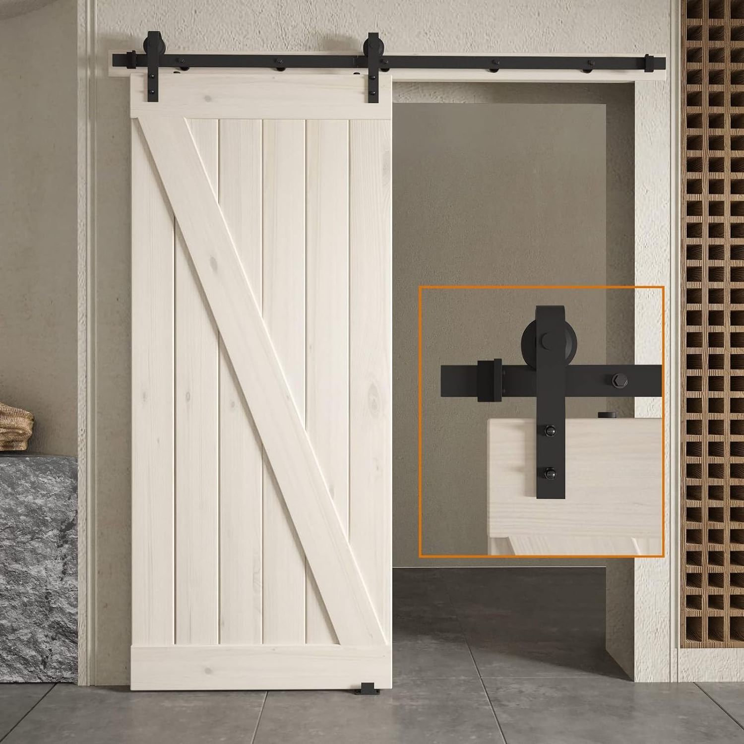 Modern Design Barn Door Hardware Closers and Latch Lock Includes Track for Easy Installation