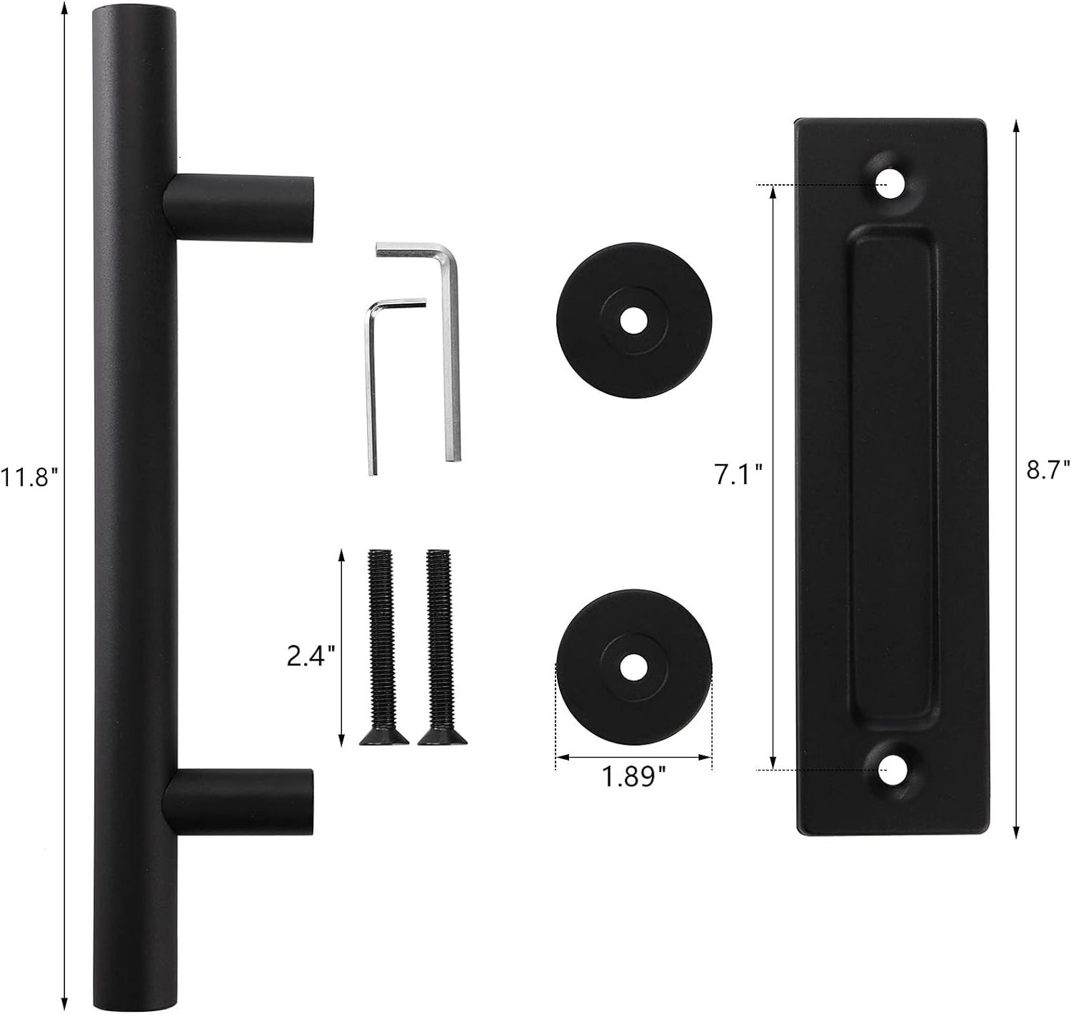 Rhetech Square Barn Door Handle Rustic Black Door Handle for Garage Gate Shed Kitchen Closet Bifold Door Handle