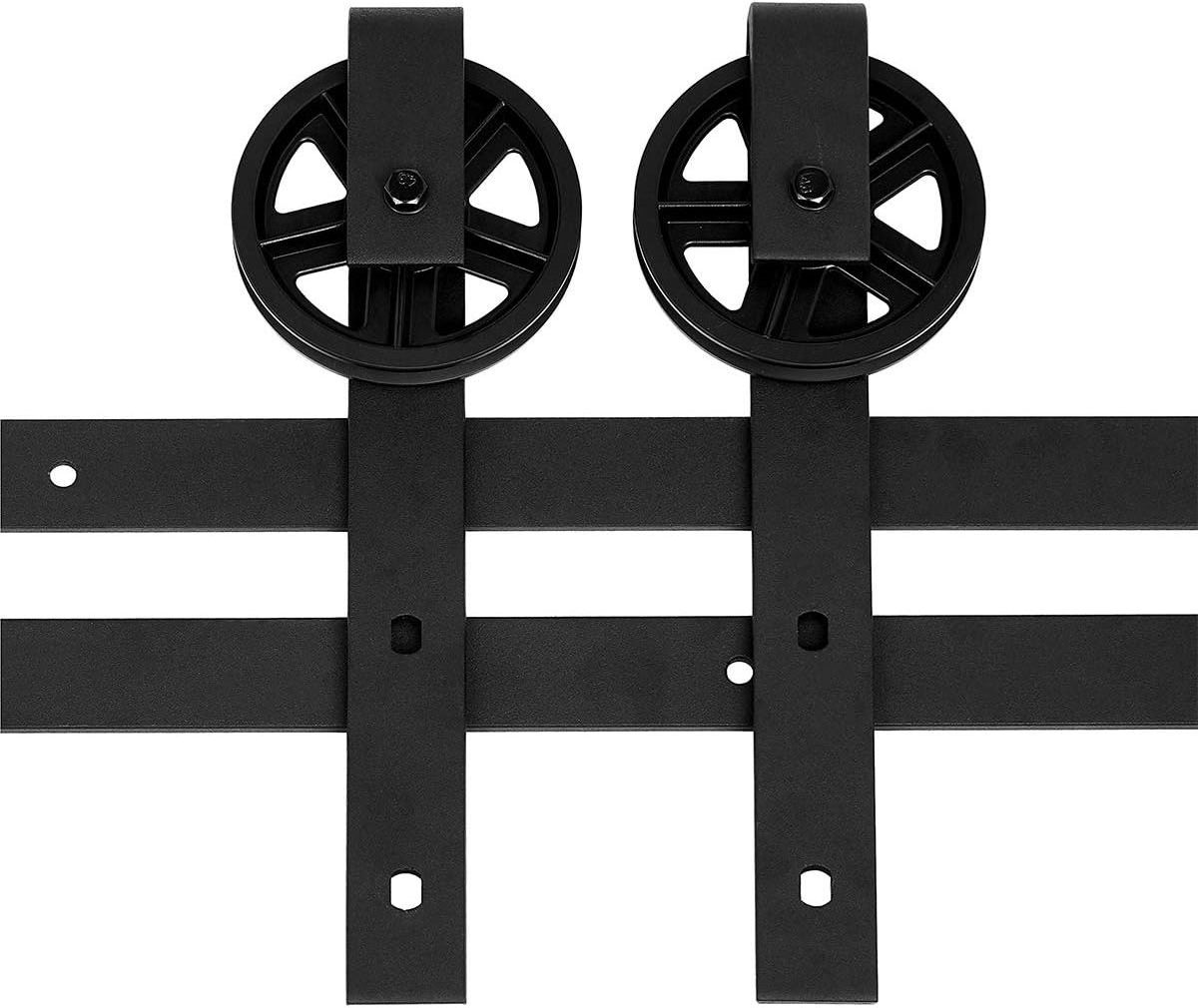 10ft Factory Heavy Duty Face Mounting Folding Barn Door Kits Hot Sale Industrial Style Black Sliding Barn Door Hardware