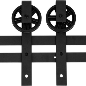 10ft Factory Heavy Duty Face Mounting Folding Barn Door Kits Hot Sale Industrial Style Black Sliding Barn Door Hardware