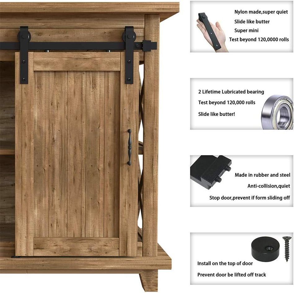 Kitchen Interior Wooden Cabinet Double Sliding Barn Door Hardware Mini Barn Door Track Kit