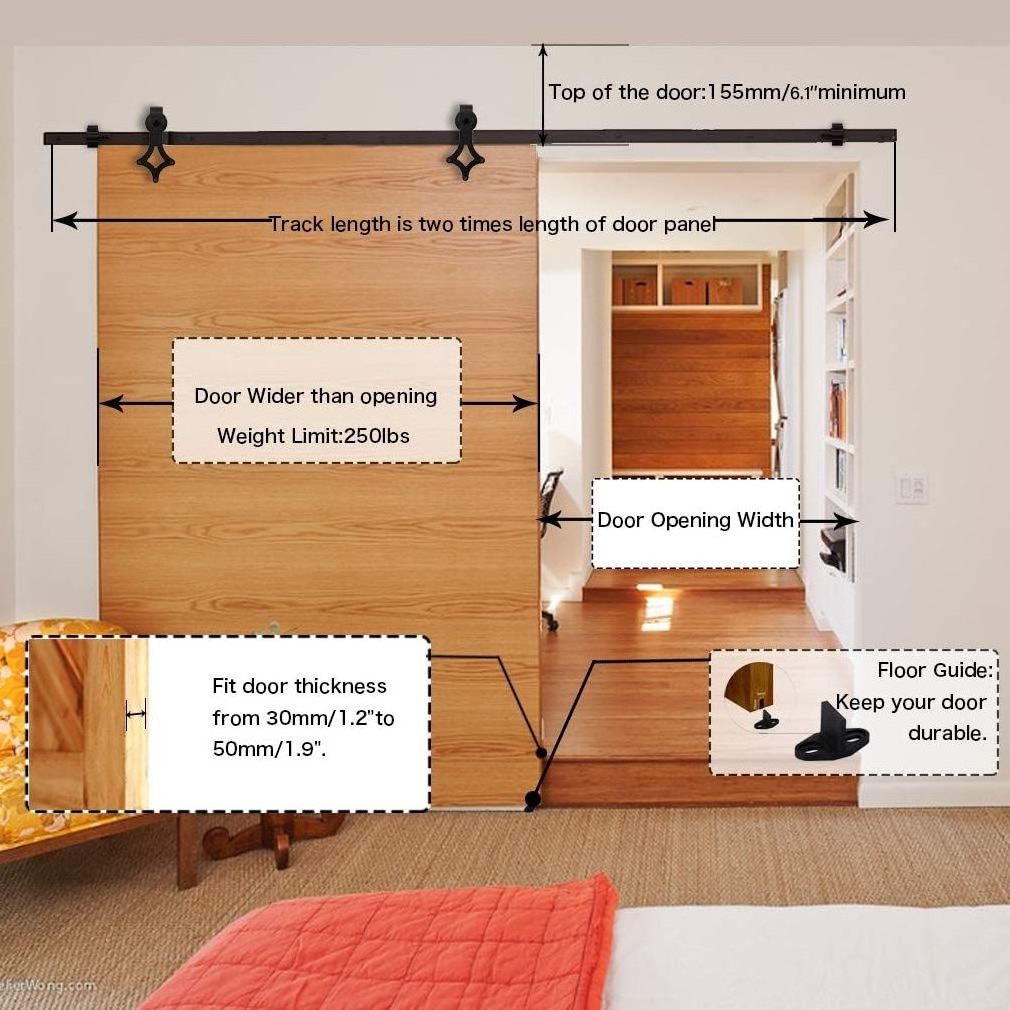 AKW Top Mount Sliding Barn Door Hardware Kit Safe and Secure Rhombus-Shape Quality Window Accessory