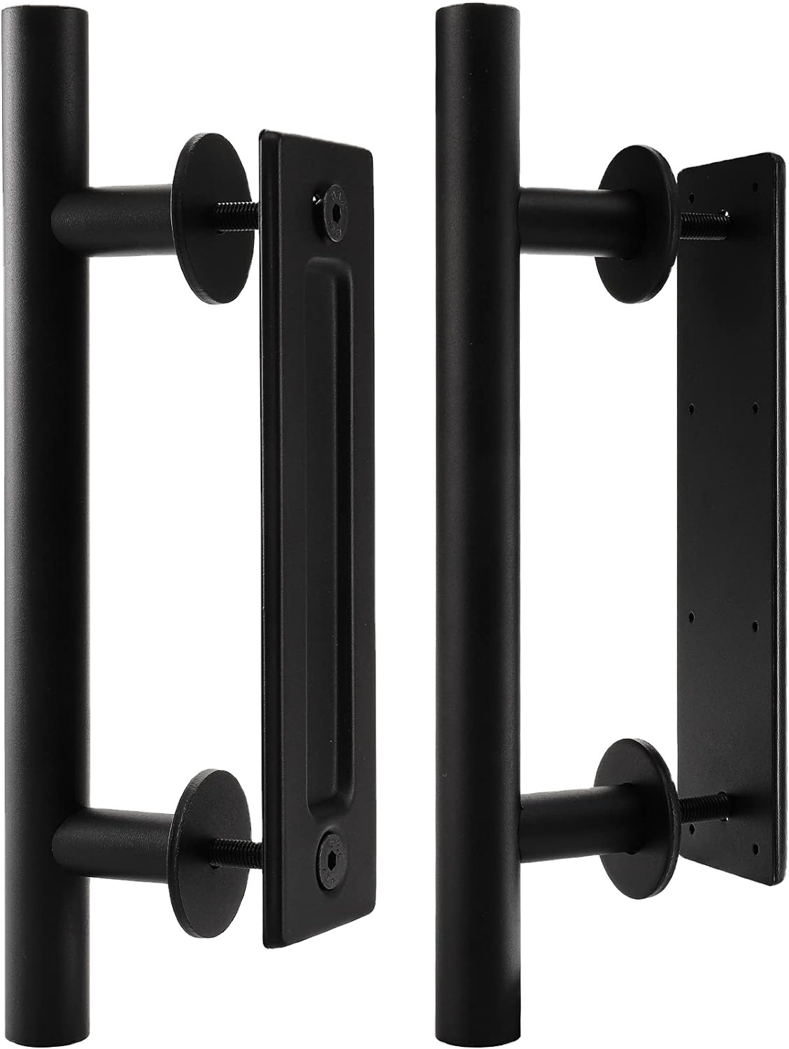 Rhetech Square Barn Door Handle Rustic Black Door Handle for Garage Gate Shed Kitchen Closet Bifold Door Handle