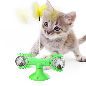 The unique rotating cat toy Feather teasing stick can be filled with catnip pet interactive toy cat companionship gifts