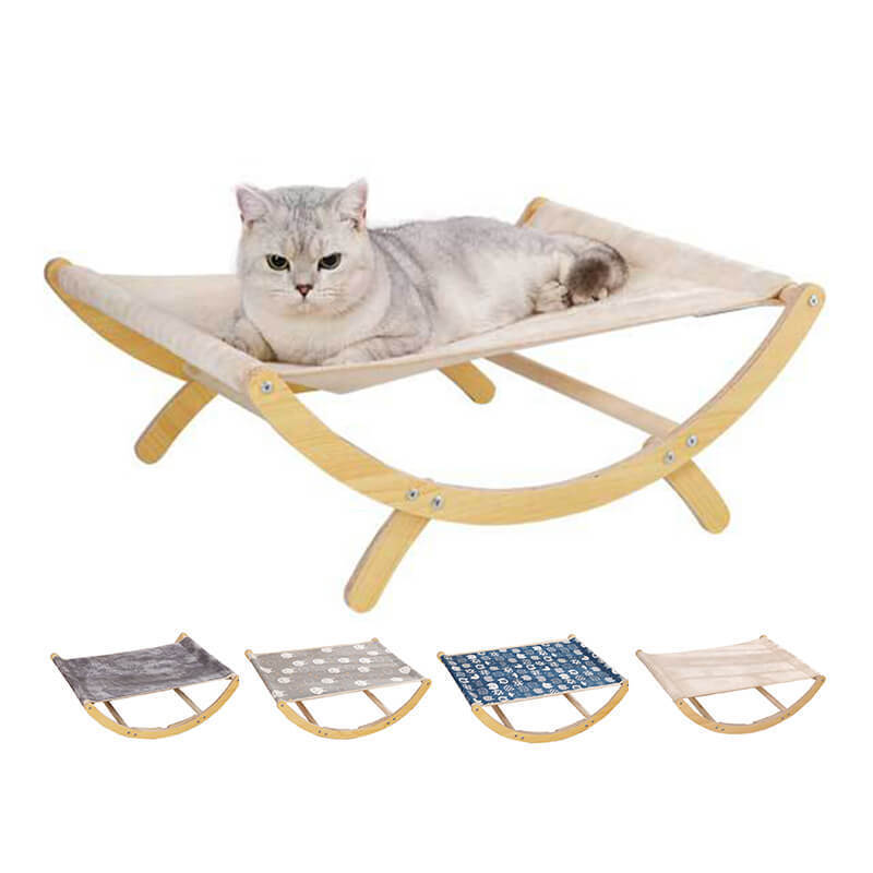 Factory Direct Wholesale Pet Indoor Hanging Cat Bed Hammock Wooden Cat Bed Swing Bed