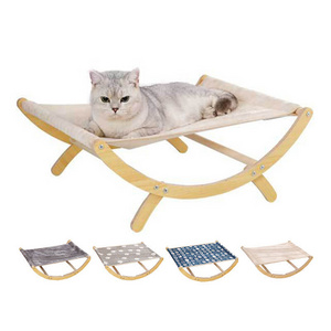 Factory Direct Wholesale Pet Indoor Hanging Cat Bed Hammock Wooden Cat Bed Swing Bed