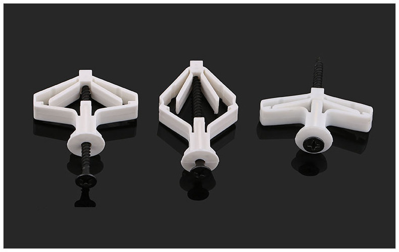 High quality Nylon winged plastic anchor butterfly expansion wall plug for gypsum airplane wall plug with self tapping screw