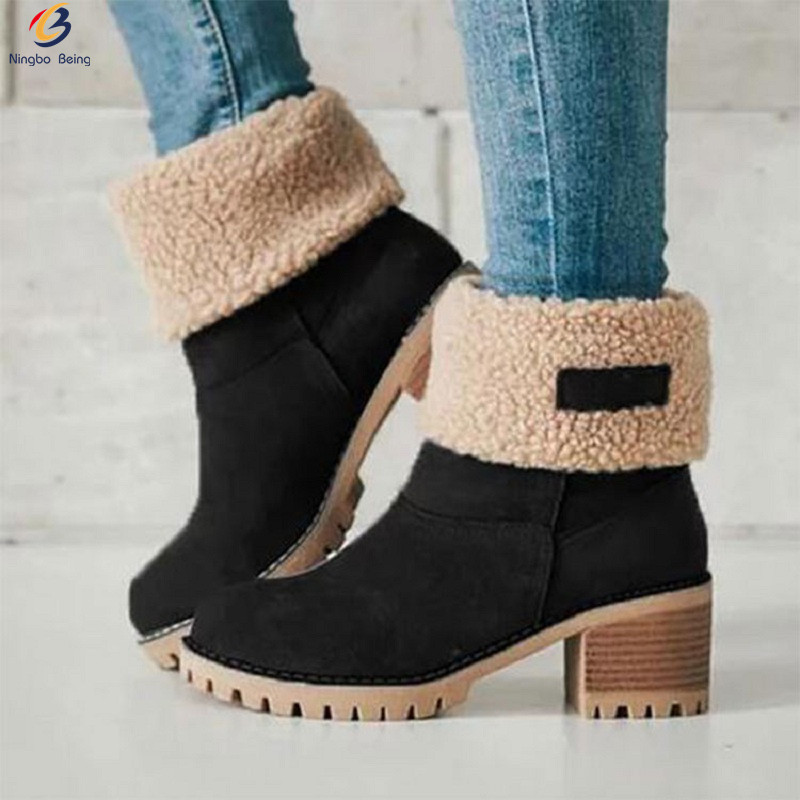 Wholesale warm plush lining women's boots ugh boots for women flat boots women