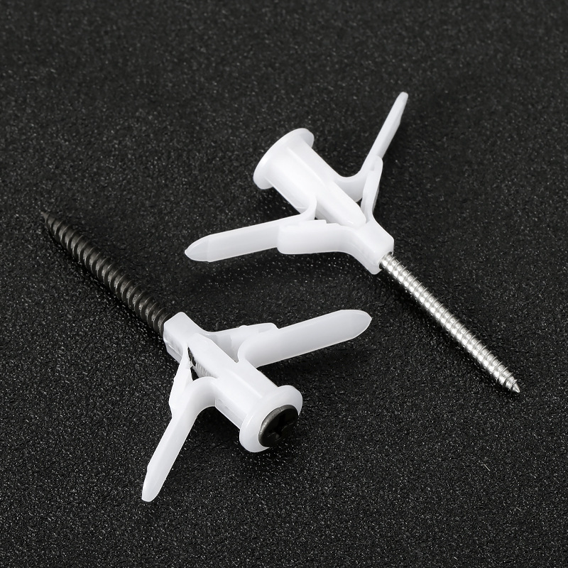 High quality Nylon winged plastic anchor butterfly expansion wall plug for gypsum airplane wall plug with self tapping screw