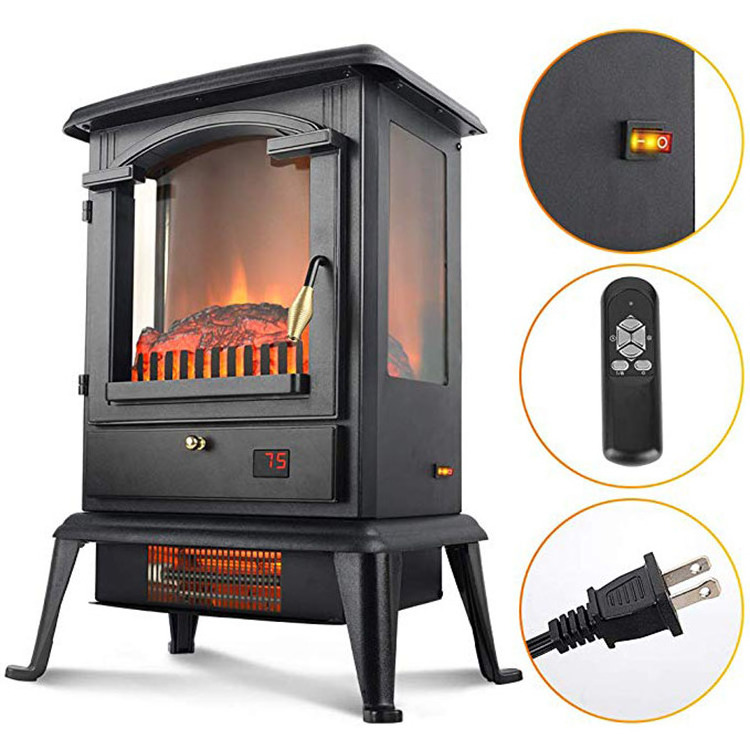 Child safety lock household 3D stove Realistic decorative flame1500w double sided Quartz Infrared heater electric fireplace