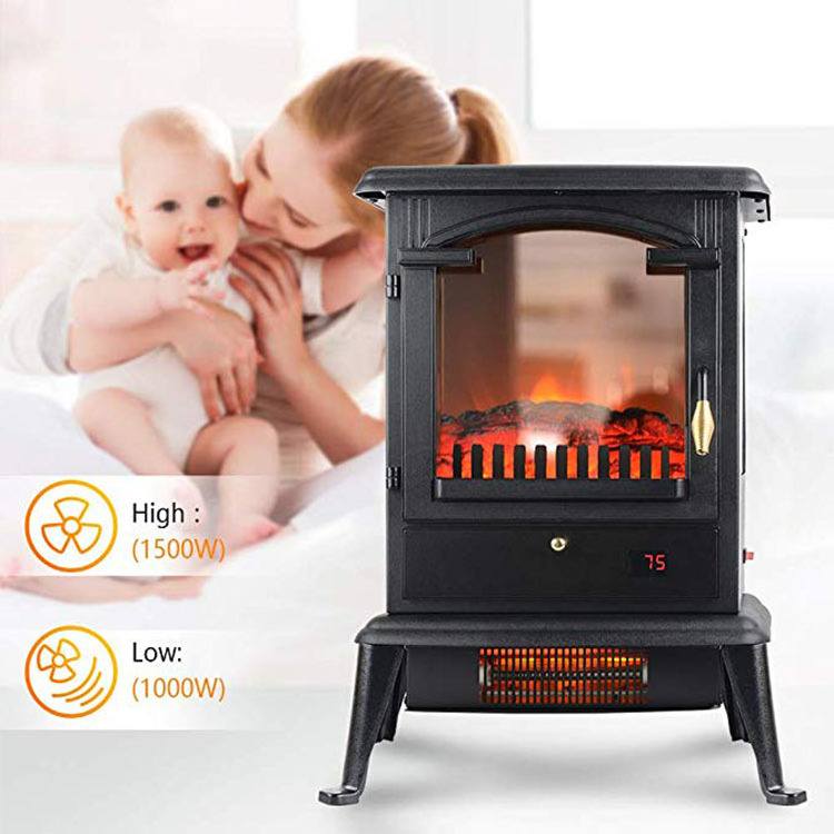 Two side 3D stove decor realistic artificial led flame 1500w Quartz Infrared heater electric fireplace for living room