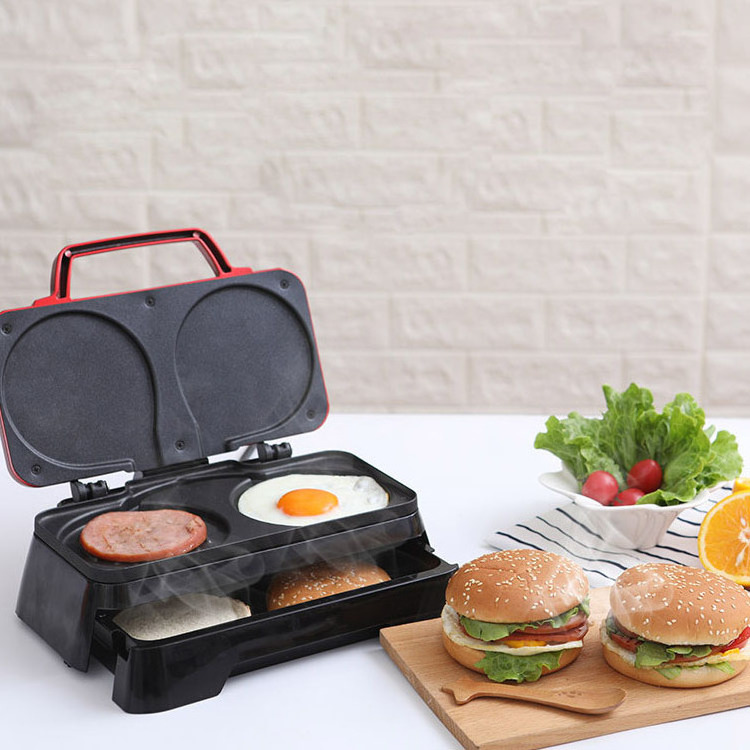 multifunction small mini electric dual sandwich waffle Toaster 3 in 1 breakfast makers machine with egg cooker ring