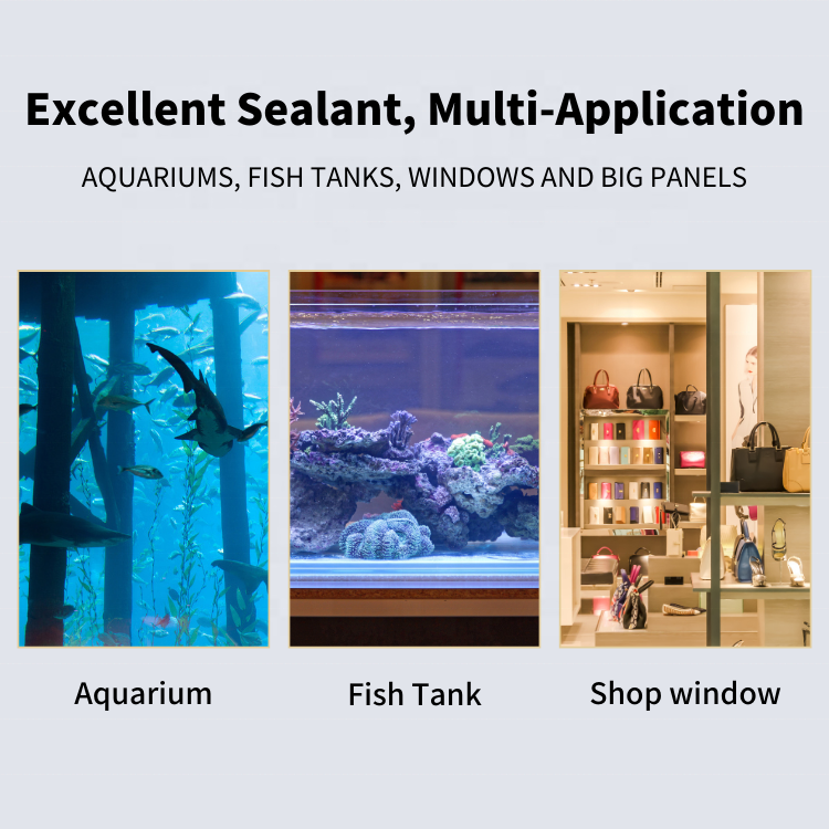 Excellent All-Glass Curtain Wall Acidic Glass Glue Silicone Sealant For Aquarium