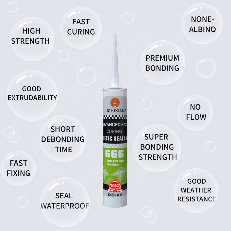 Glue Adhesive Silicone Sealants Acidic Room Temperature Curing Glass Smooth General Purpose Silicone Sealant 100% Silicone 666