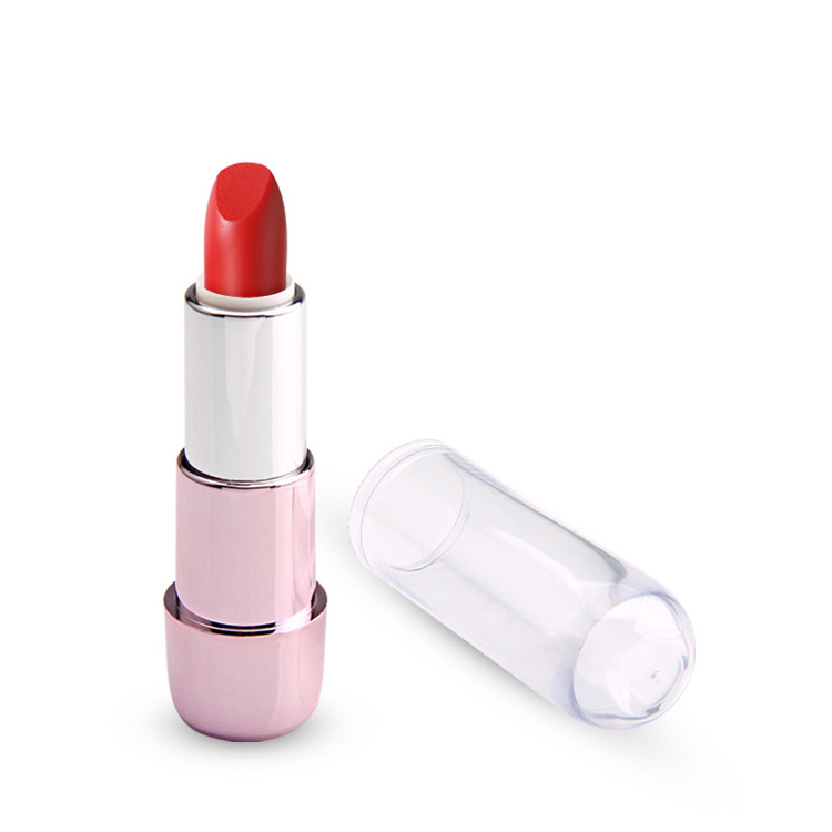 round empty case and tube plastic packaging pink empty lipstick tube