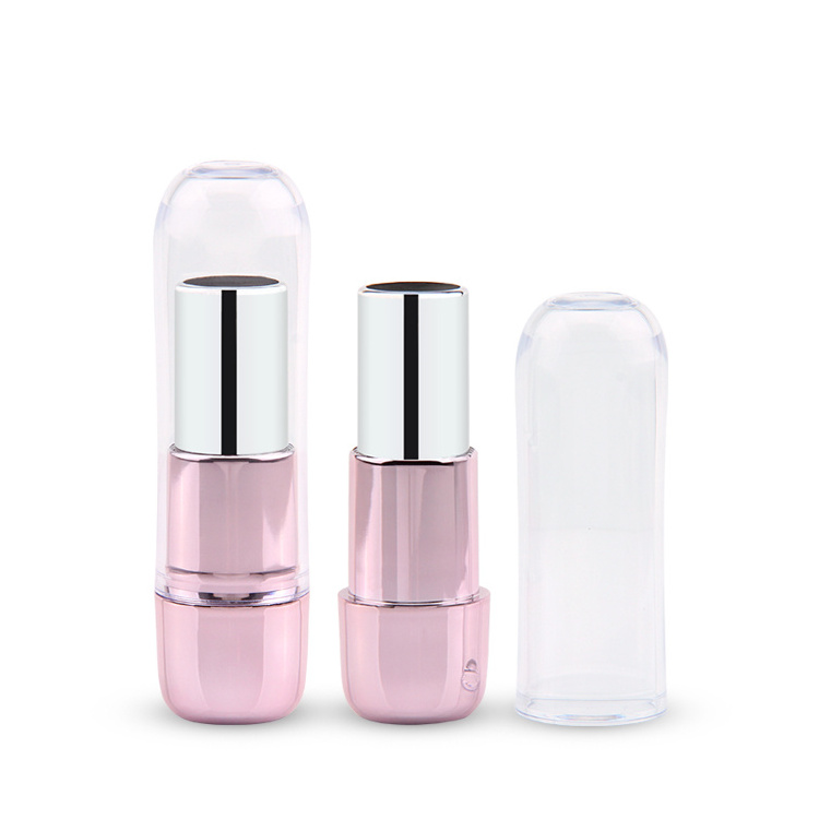 round empty case and tube plastic packaging pink empty lipstick tube