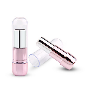 round empty case and tube plastic packaging pink empty lipstick tube