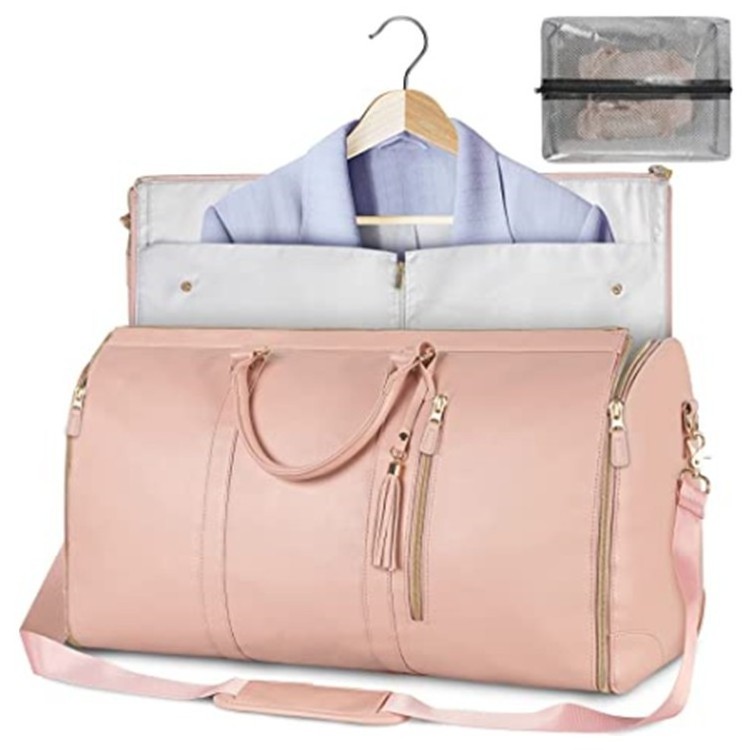 New Foldable Women's Travel Convenient Carry-on Clothing Bag Large PU Leather Duffel Bag Women's Business Travel Bag