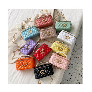 Purse And Handbags Wholesale 2022 Girls Rainbow Small Jelly Bag Cute Crossbody Kid Female Pearl Children Mini Bags Handbags