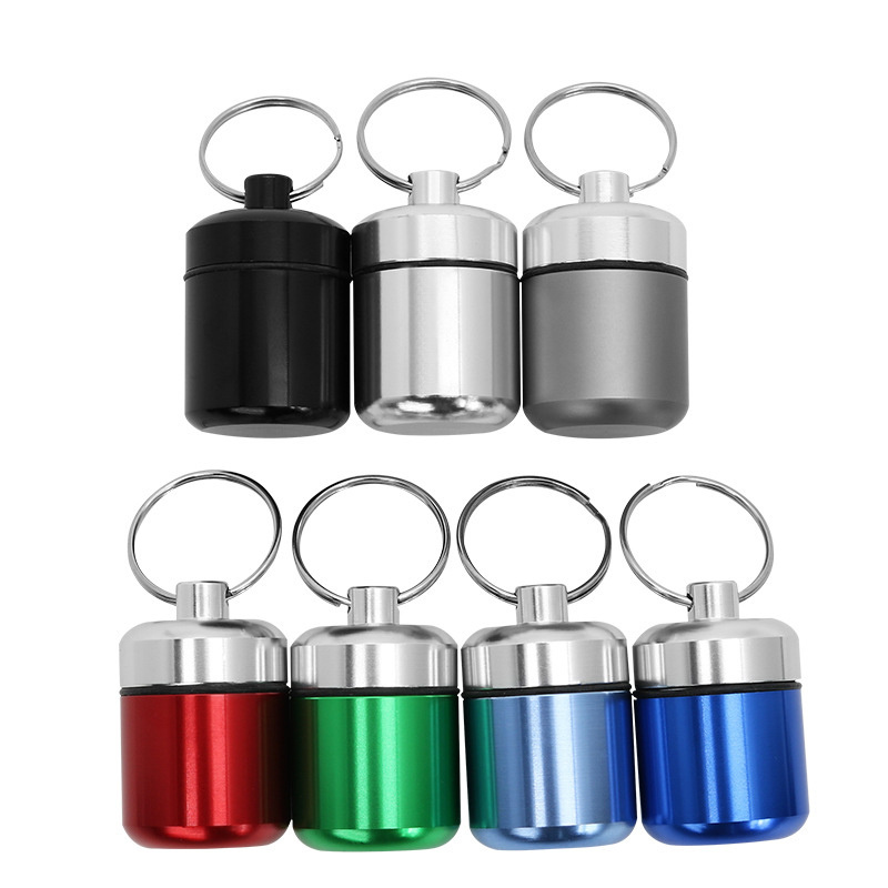 Customized logo Waterproof Capsule Shape Aluminum Pill Box Wholesale Mini Portable Aluminum Alloy Metal Pill Box Container