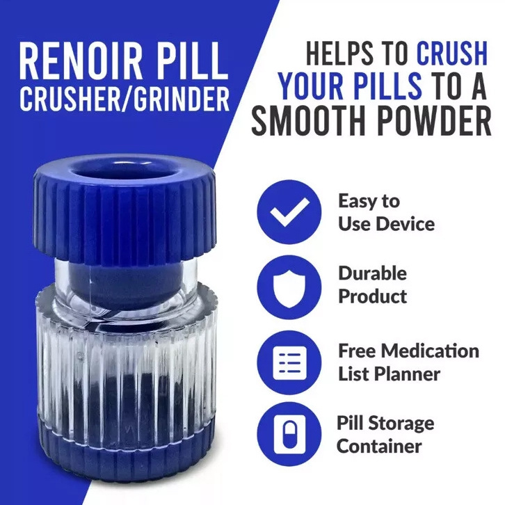 Pill Crusher Cutter Crush Medicine Tablets Vitamins Medication Grinder Storage